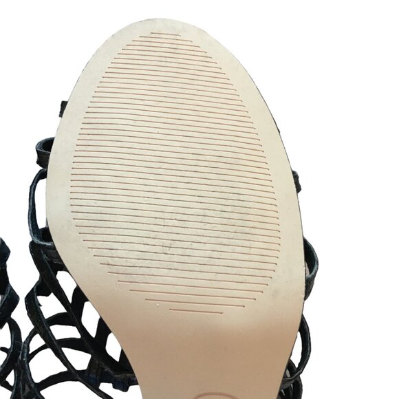 Heels Sandals Black Snake Leather Emmanuelle Art Deco Adrianna Papell Women’s 7 - Picture 8 of 11